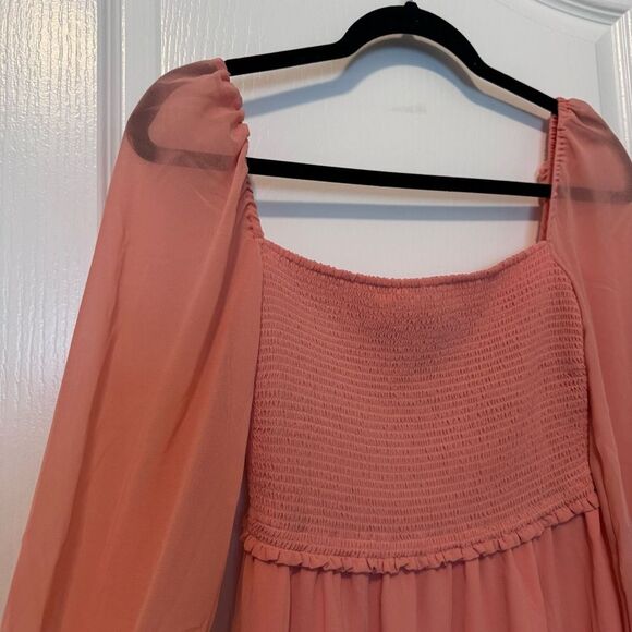 Aritzia Wilfred Tempest Smocked Chiffon Mini Dress Women’s Size Small - Picture 5 of 10